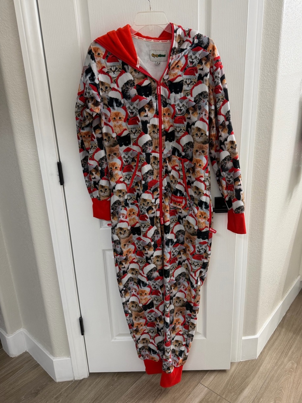 Tipsy Elves Cat Print Hooded One-Piece Onesie